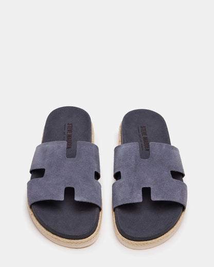 MERRICK Grey Suede Footbed Slide Men's Sandal | Steve Madden Signature