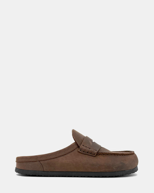 WYATT Brown Leather Slip-On Clog Men's Casual | Steve Madden Best Seller