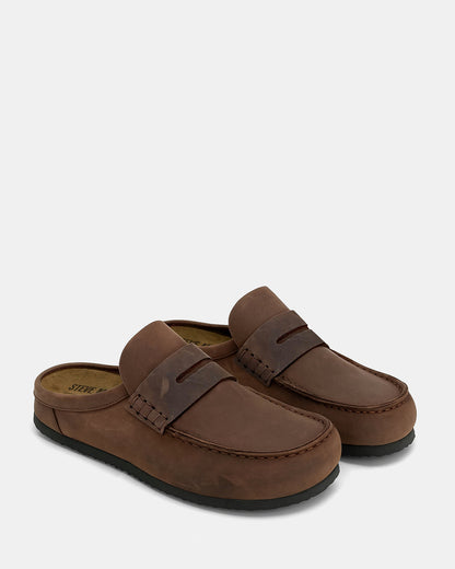 WYATT Brown Leather Slip-On Clog Men's Casual | Steve Madden Best Seller