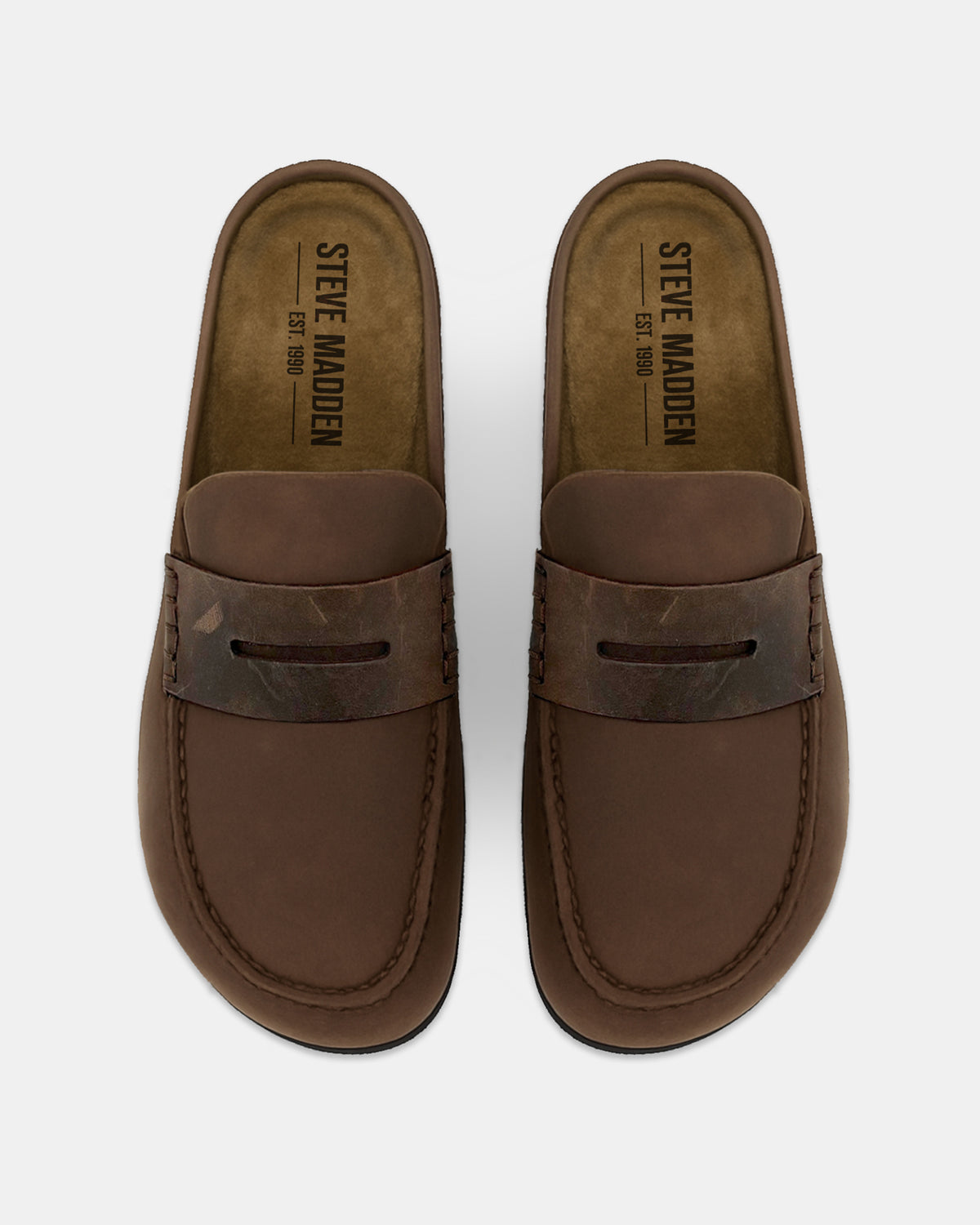 WYATT Brown Leather Slip-On Clog Men's Casual | Steve Madden Best Seller