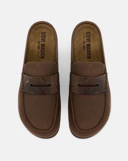 WYATT Brown Leather Slip-On Clog Men's Casual | Steve Madden Best Seller