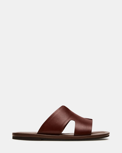 SPLASH Tan Leather Men's Flat Slip-On Sandal | Steve Madden Customer Favorite