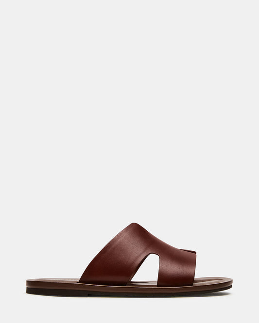 SPLASH Tan Leather Men's Flat Slip-On Sandal | Steve Madden Customer Favorite