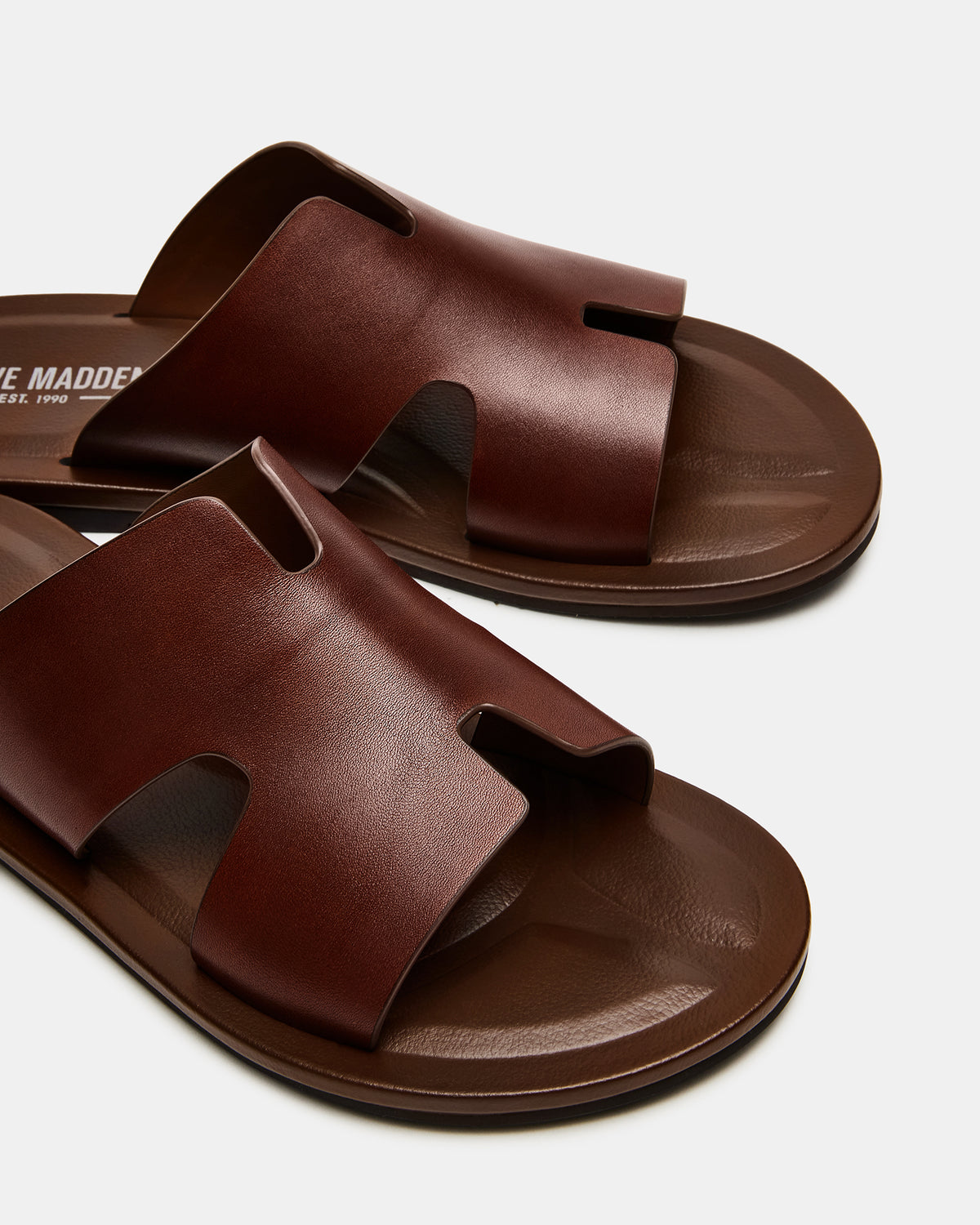 SPLASH Tan Leather Men's Flat Slip-On Sandal | Steve Madden Customer Favorite
