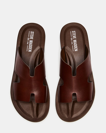 SPLASH Tan Leather Men's Flat Slip-On Sandal | Steve Madden Customer Favorite