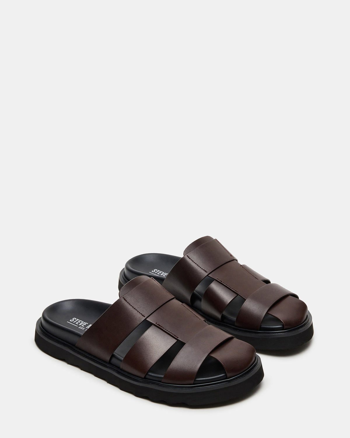 BLAZET Brown Leather Footbed Fisherman Men's Sandal | Steve Madden Discount