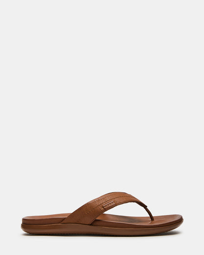 EMMETT Tan Leather Men's Thong Sandal | Steve Madden Smart Buy