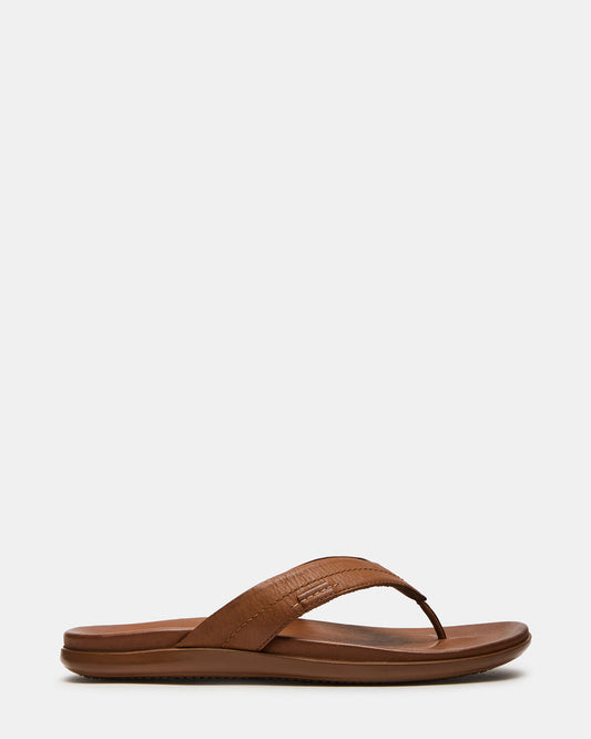 EMMETT Tan Leather Men's Thong Sandal | Steve Madden Smart Buy