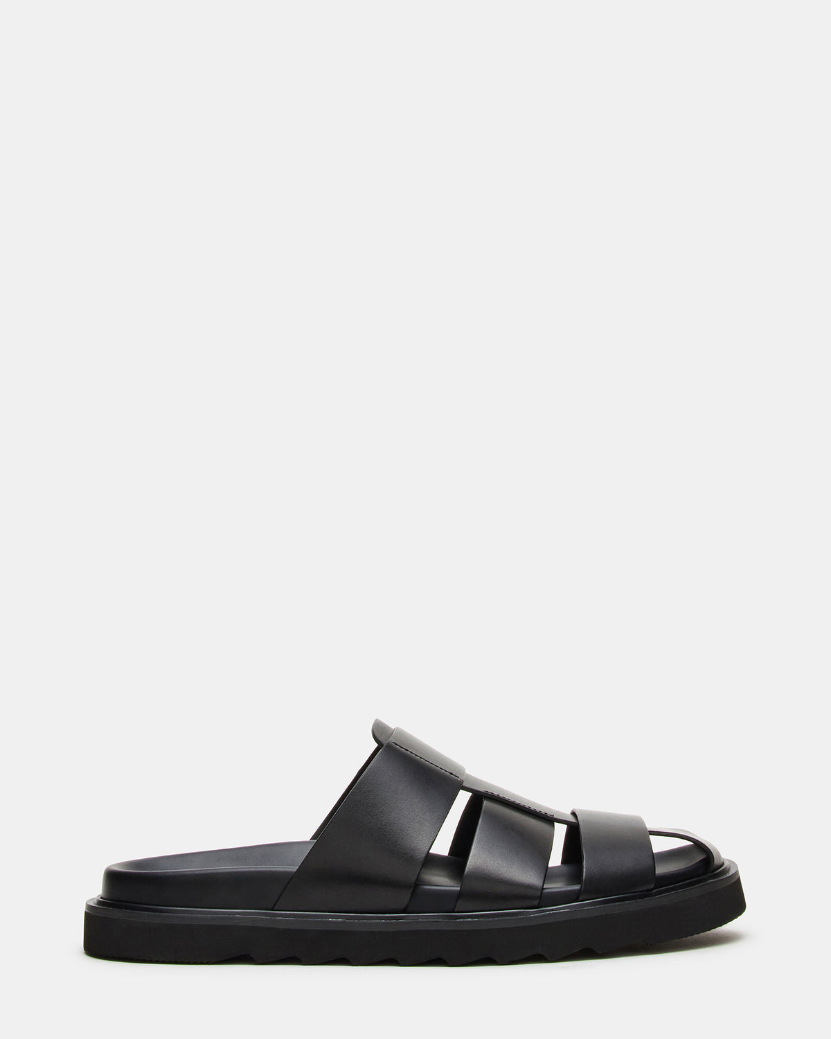 BLAZET Black Leather Footbed Fisherman Men's Sandal | Steve Madden Trending