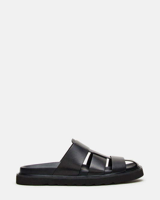 BLAZET Black Leather Footbed Fisherman Men's Sandal | Steve Madden Trending