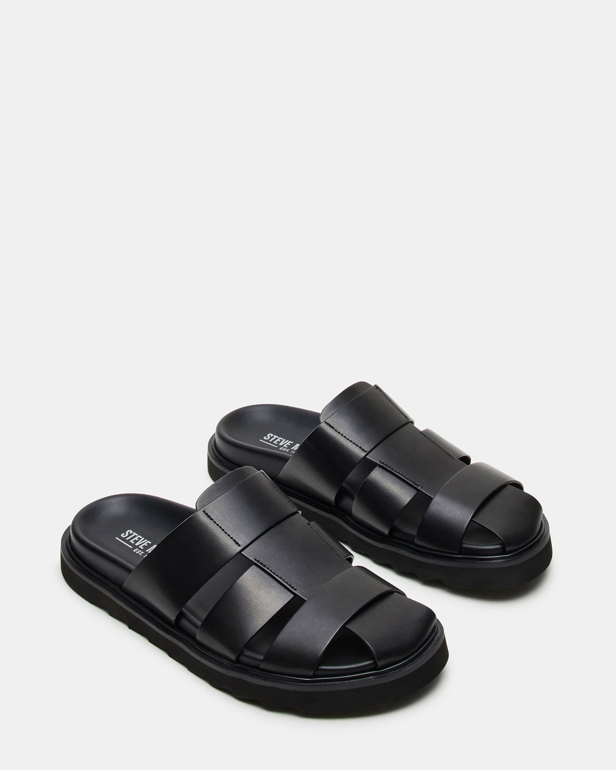 BLAZET Black Leather Footbed Fisherman Men's Sandal | Steve Madden Trending