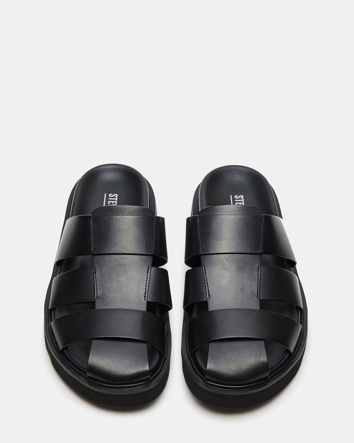 BLAZET Black Leather Footbed Fisherman Men's Sandal | Steve Madden Trending