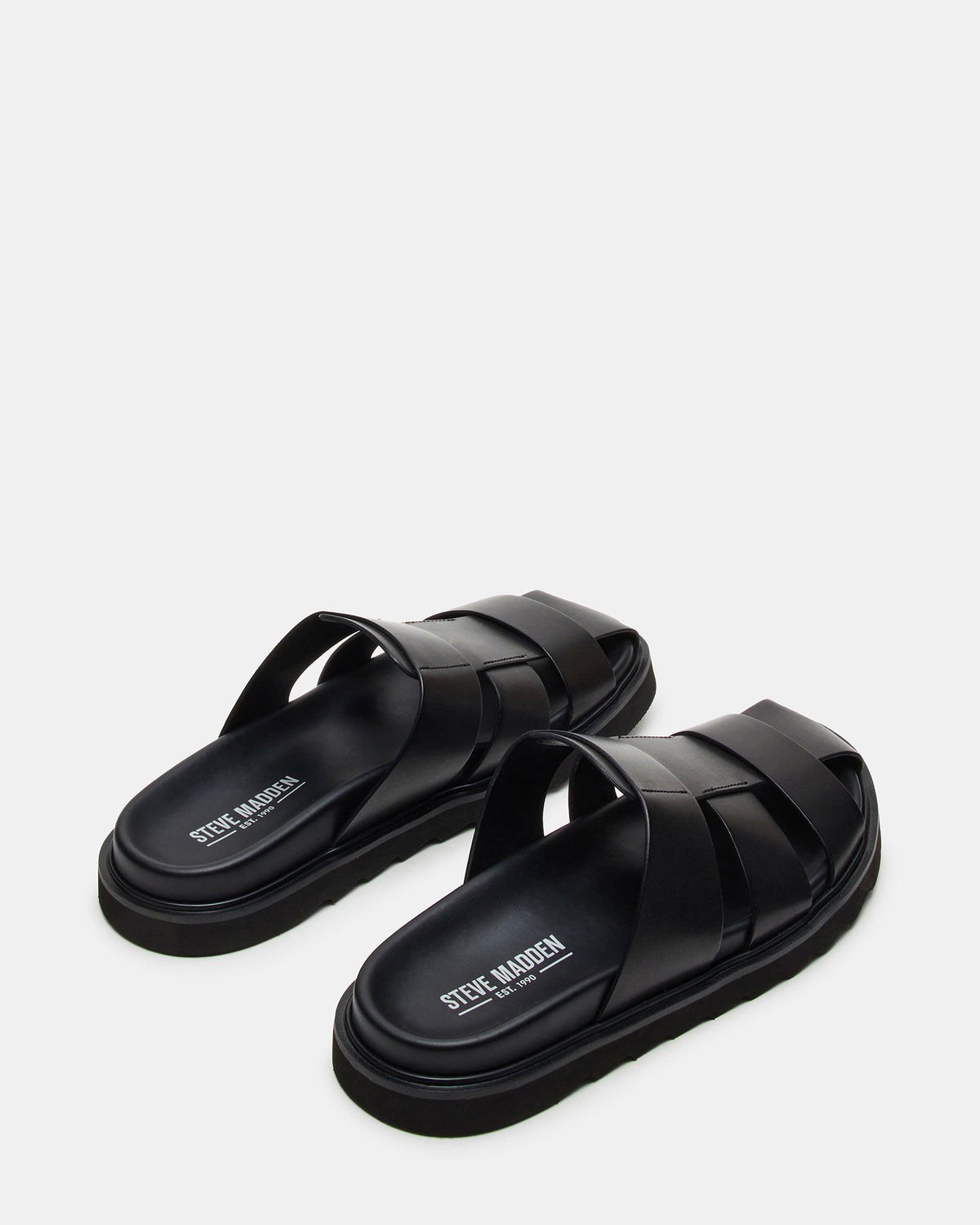 BLAZET Black Leather Footbed Fisherman Men's Sandal | Steve Madden Trending