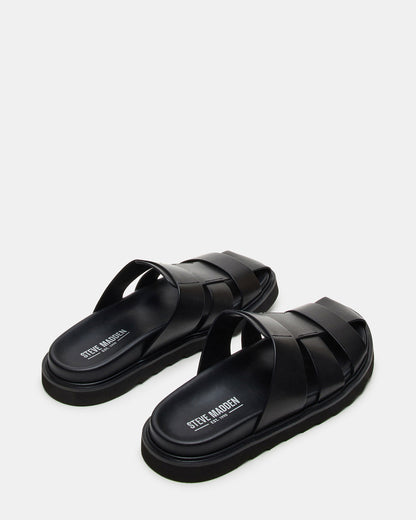 BLAZET Black Leather Footbed Fisherman Men's Sandal | Steve Madden Trending