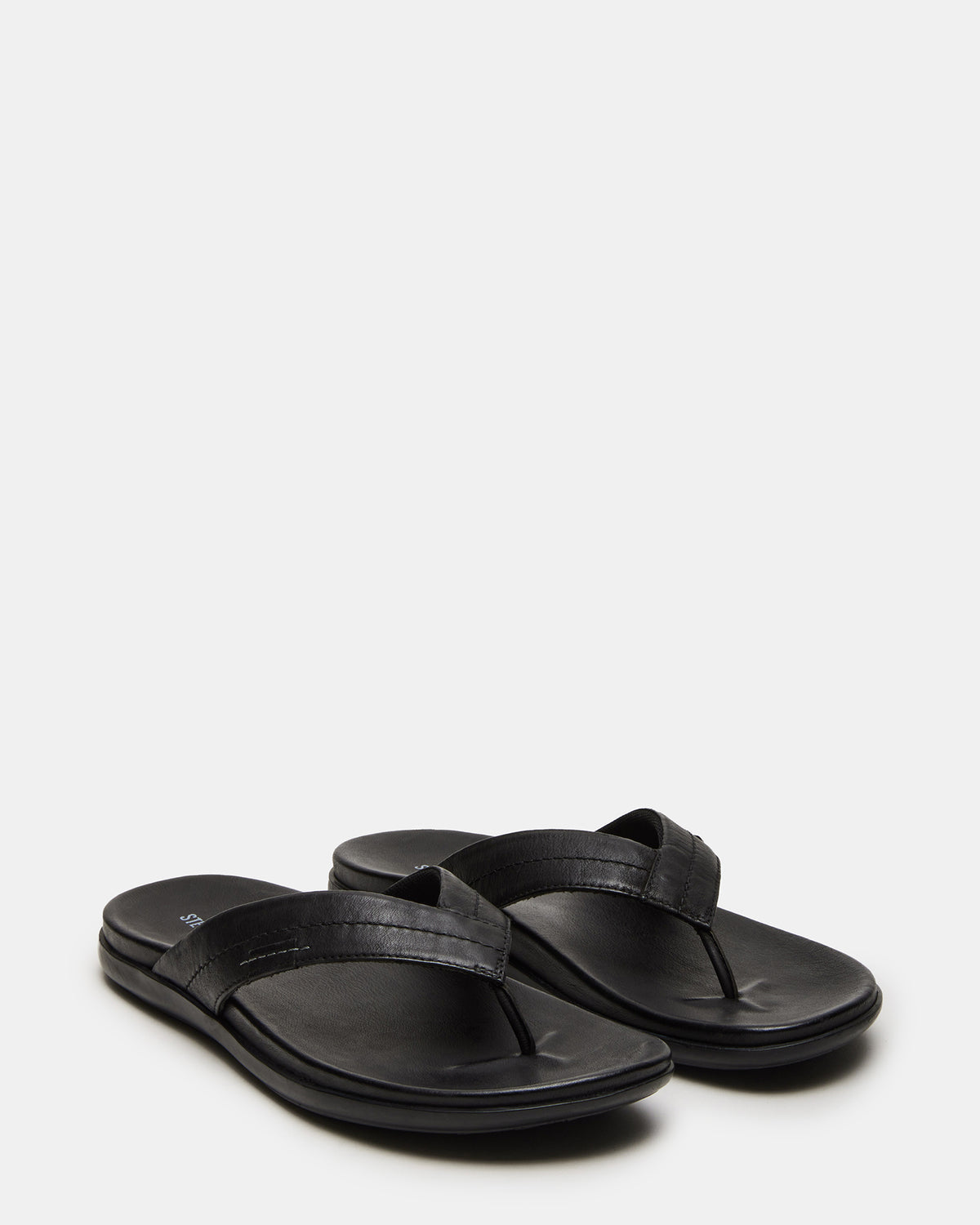 EMMETT Black Leather Men's Thong Sandal | Steve Madden Signature