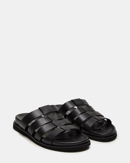MARVYN Black Leather Men's Fisherman Slip-On Sandal | Steve Madden Popular