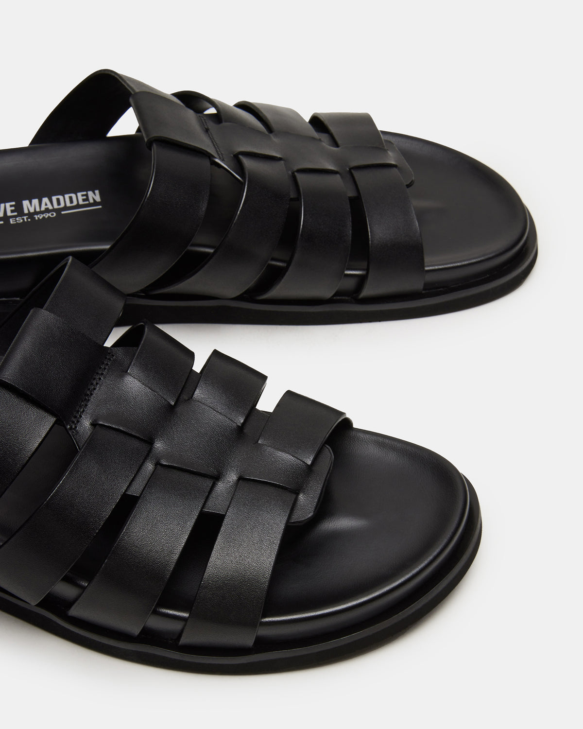 MARVYN Black Leather Men's Fisherman Slip-On Sandal | Steve Madden Popular
