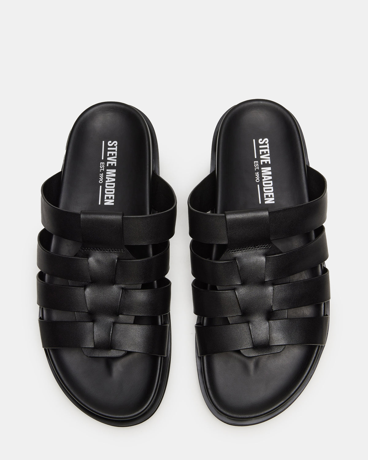 MARVYN Black Leather Men's Fisherman Slip-On Sandal | Steve Madden Popular