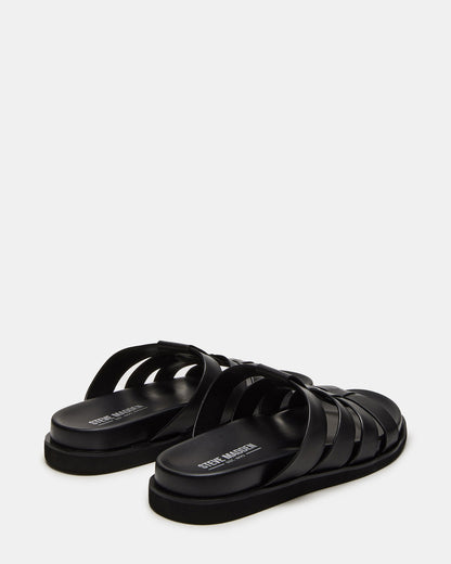MARVYN Black Leather Men's Fisherman Slip-On Sandal | Steve Madden Popular
