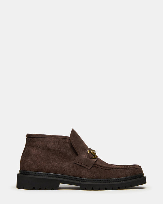 DEPUTY Chocolate Brown Suede Horsebit Moc Toe Men's Casual Ankle Boot | Steve Madden Best Price