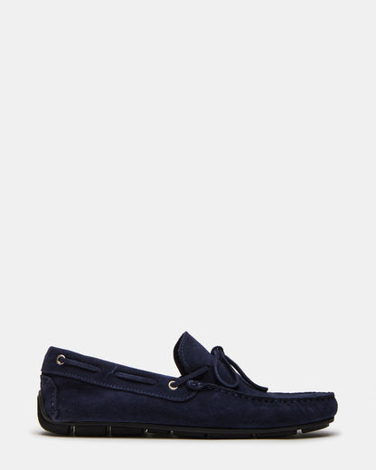 AMALFI Navy Suede Slip-On Men's Casual Loafer | Steve Madden Premium