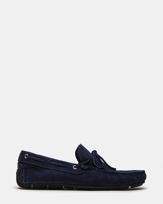 AMALFI Navy Suede Slip-On Men's Casual Loafer | Steve Madden Premium