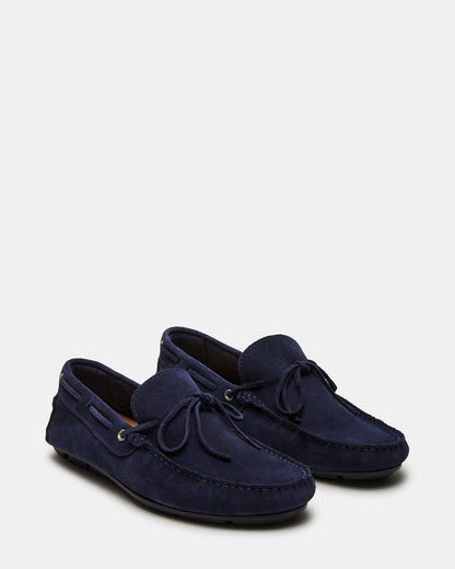 AMALFI Navy Suede Slip-On Men's Casual Loafer | Steve Madden Premium