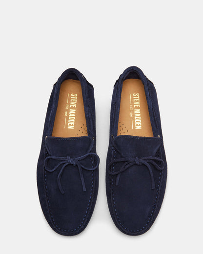 AMALFI Navy Suede Slip-On Men's Casual Loafer | Steve Madden Premium