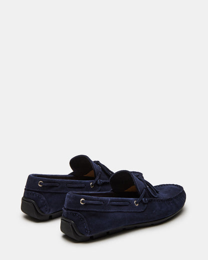 AMALFI Navy Suede Slip-On Men's Casual Loafer | Steve Madden Premium