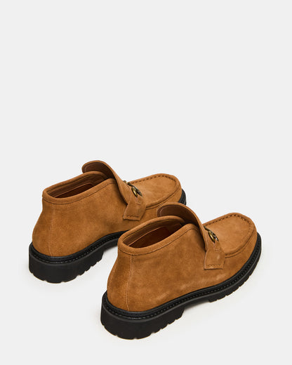 DEPUTY Chestnut Suede Horsebit Moc Toe Men's Casual Ankle Boot | Steve Madden Premium