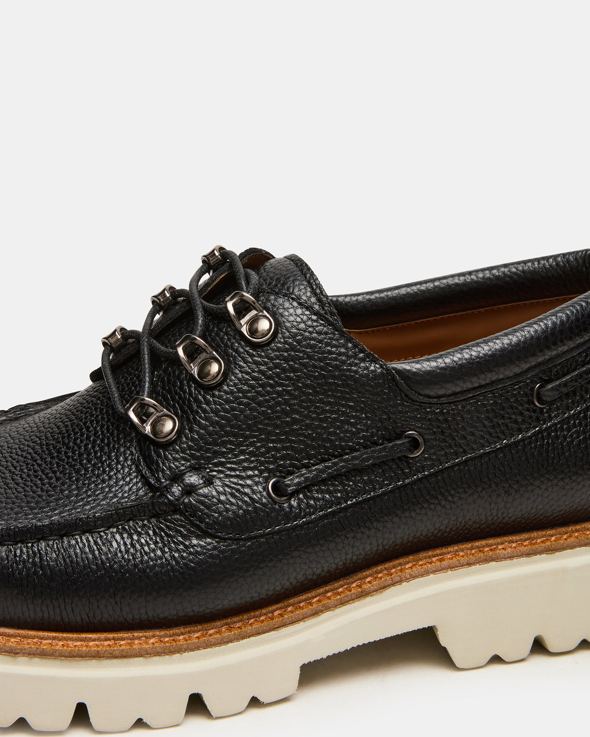 VICTOR Black Leather Slip-On Men's Casual Boat Shoe | Steve Madden Essential