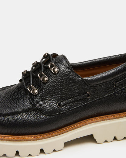 VICTOR Black Leather Slip-On Men's Casual Boat Shoe | Steve Madden Essential