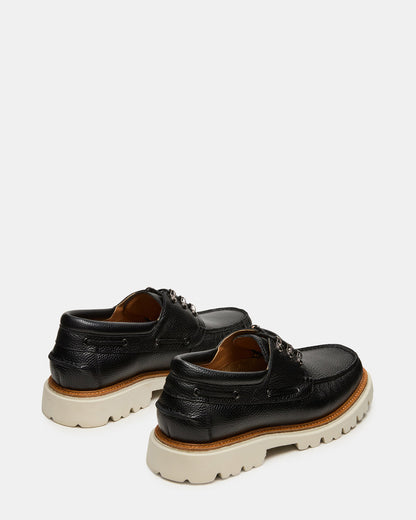 VICTOR Black Leather Slip-On Men's Casual Boat Shoe | Steve Madden Essential