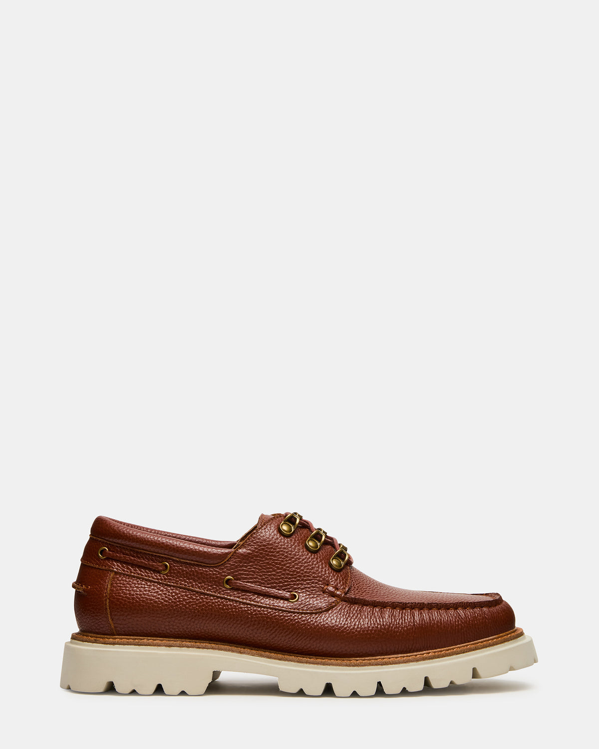 VICTOR Cognac Leather Slip-On Men's Casual Boat Shoe | Steve Madden Classic