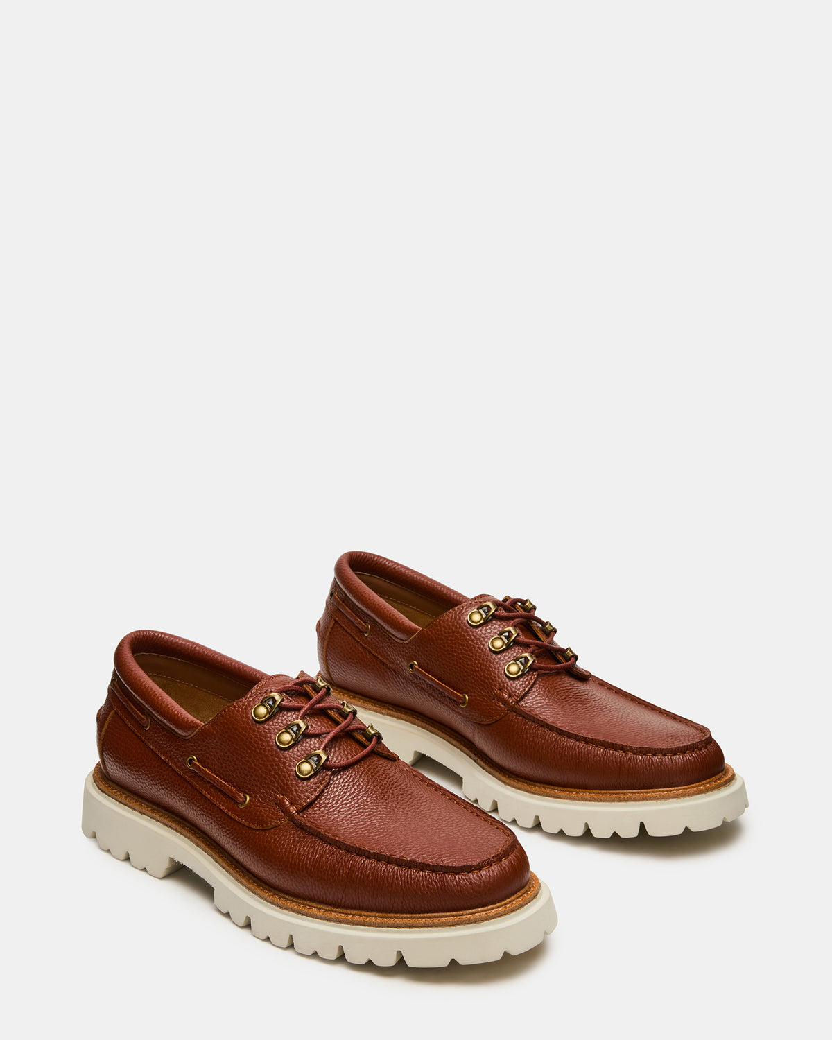VICTOR Cognac Leather Slip-On Men's Casual Boat Shoe | Steve Madden Classic