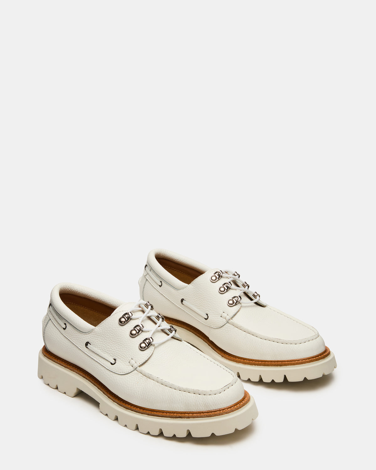 VICTOR White Leather Slip-On Men's Casual Boat Shoe | Steve Madden Best Price
