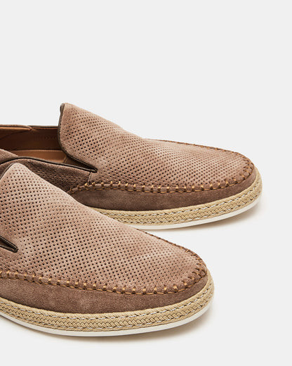 CAYDENN Tobacco Suede Slip-On Espadrille Men's Casual Loafer | Steve Madden Featured