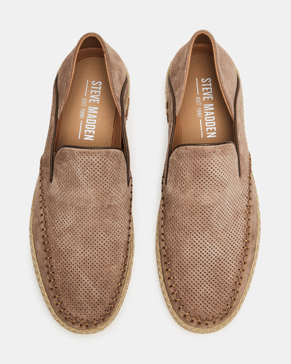 CAYDENN Tobacco Suede Slip-On Espadrille Men's Casual Loafer | Steve Madden Featured