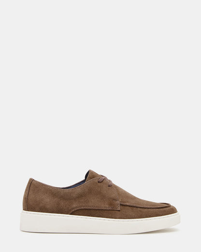FRANKK Cognac Suede Lace-Up Men's Casual Shoe | Steve Madden Premium