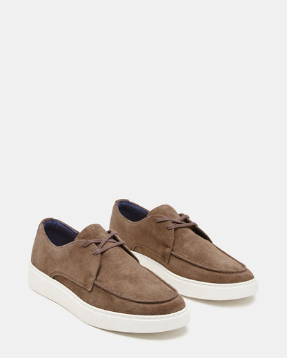 FRANKK Cognac Suede Lace-Up Men's Casual Shoe | Steve Madden Premium