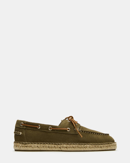 PANCHO Olive Suede Slip-On Espadrille Boat Shoe Men's Casual | Steve Madden Best Seller