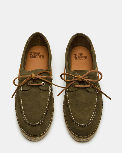 PANCHO Olive Suede Slip-On Espadrille Boat Shoe Men's Casual | Steve Madden Best Seller