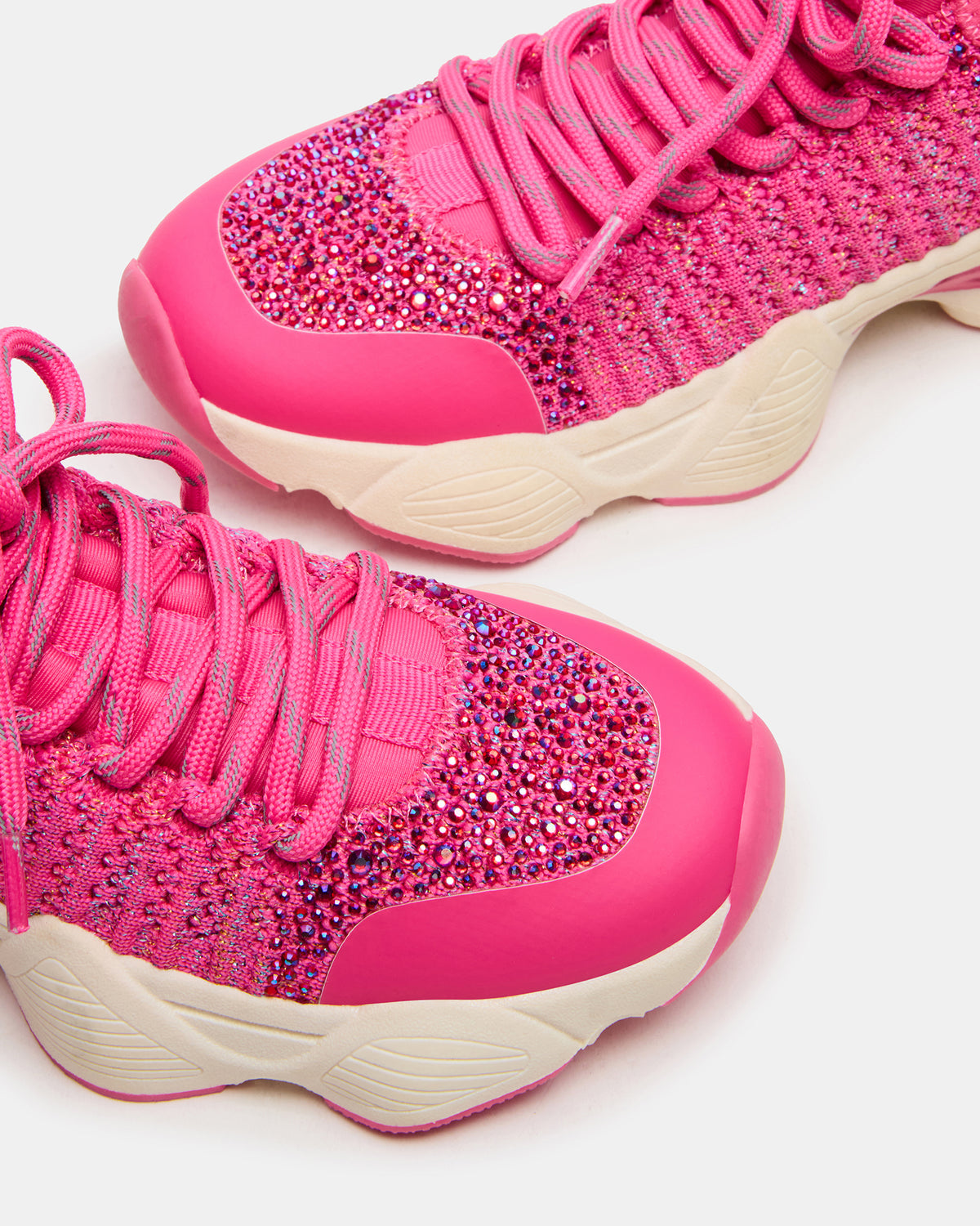 Kids' SOLACE Hot Pink Low-Top Lace-Up Knit Girls' Sneakers | Steve Madden Special Offer