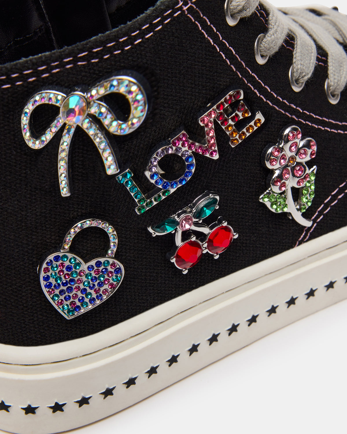 Kids' JOYCEE Black High-Top Lace-Up Girls' Sneaker | Steve Madden Classic