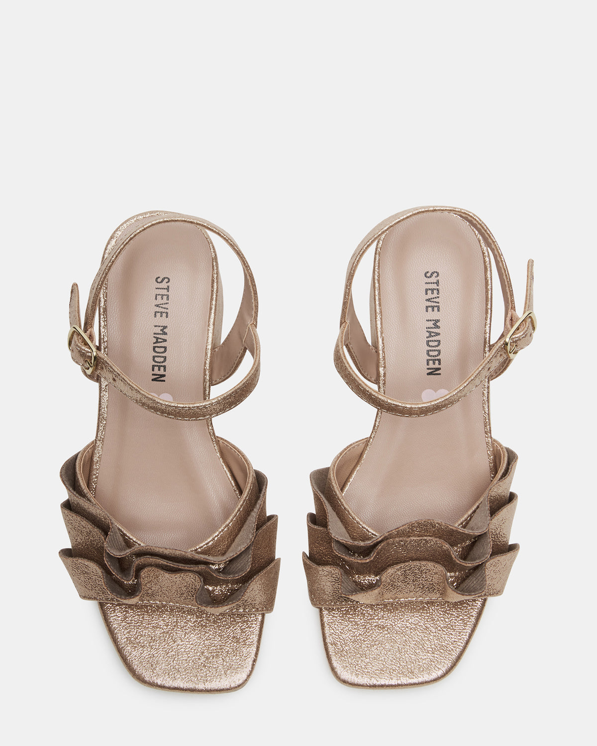 Kids' PRESS Gold Girls' Square-Toe Ruffle Block Heel | Steve Madden Value