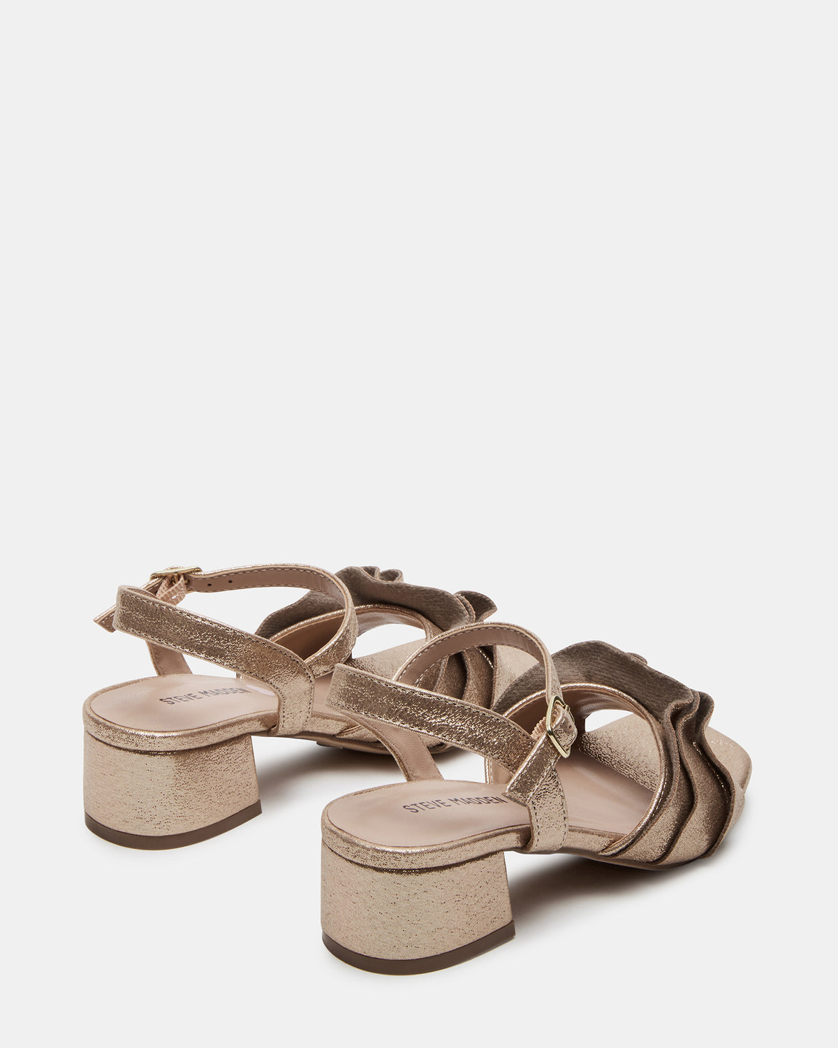 Kids' PRESS Gold Girls' Square-Toe Ruffle Block Heel | Steve Madden Value