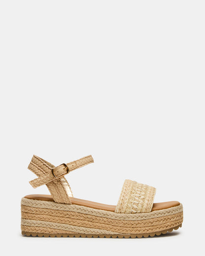 Kids' KIKO Natural Platform Raffia Wedge Girls' Sandal | Steve Madden Value