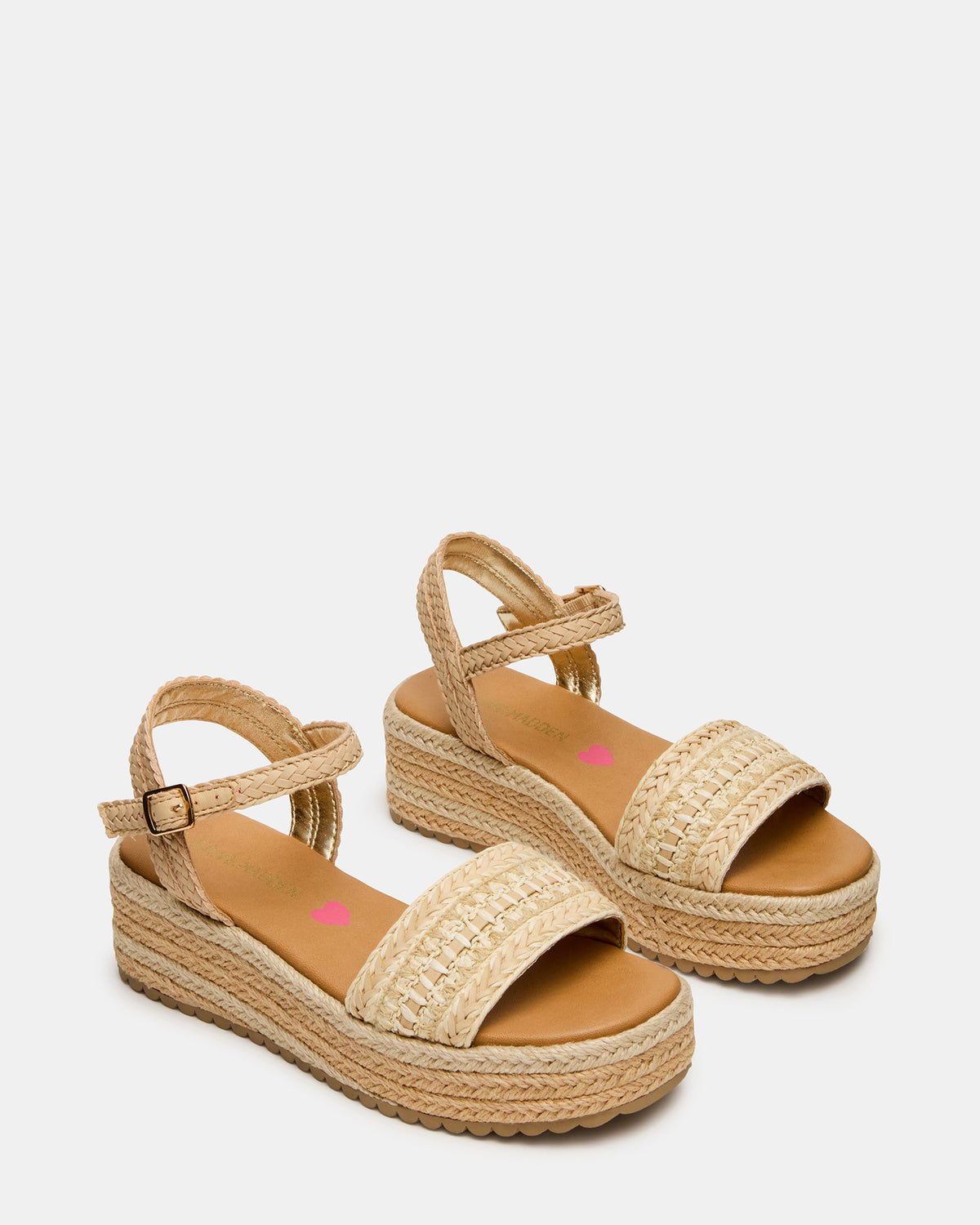 Kids' KIKO Natural Platform Raffia Wedge Girls' Sandal | Steve Madden Value