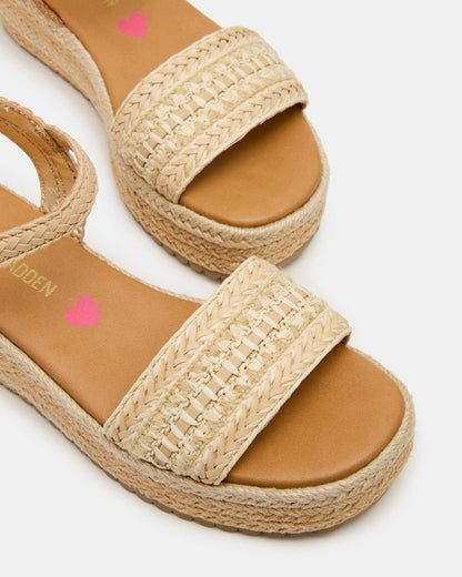 Kids' KIKO Natural Platform Raffia Wedge Girls' Sandal | Steve Madden Value