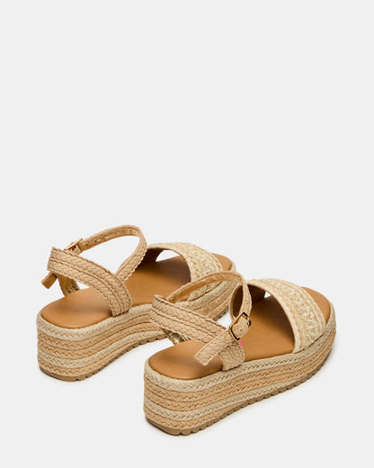 Kids' KIKO Natural Platform Raffia Wedge Girls' Sandal | Steve Madden Value